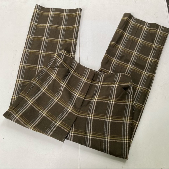 Talbots Pants - Talbots womens green plaid wool wide leg dress pant Size 2